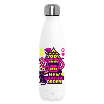 Nouvelle carte Glitch Ordre Graphique : Roi et Reine - Bouteille isotherme 500 ml - blanc - Devant