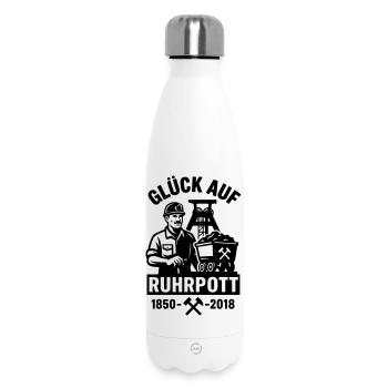 Glück Auf Ruhrpott Bergbau Zeche Kohle Pott - Thermosflasche 500 ml - Weiß - Vorne