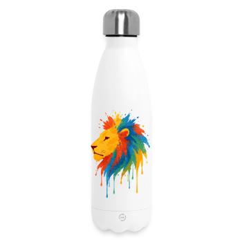 Lion sauvage coloré - Art couleurs Pop - Bouteille isotherme 500 ml - blanc - Devant