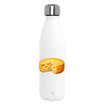 Motif d’une roue à fromage avec des trous en forme de cœur - Bouteille isotherme 500 ml - blanc - Devant