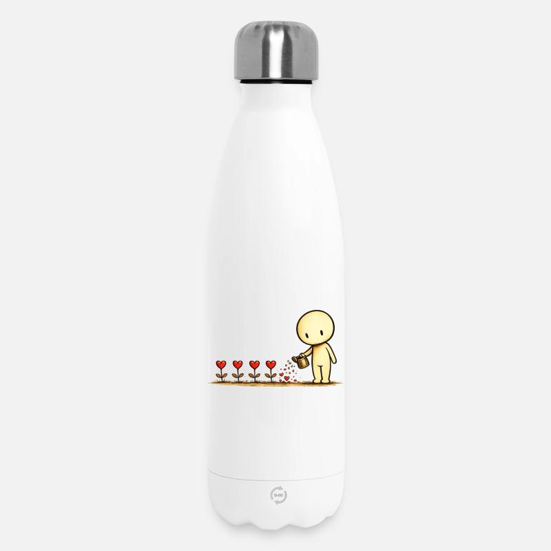La Petite Pensée | Sois sage | Motif de fleur en forme de cœur - Bouteille isotherme 500 ml - blanc