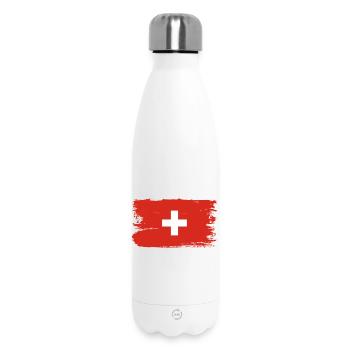 Swiss Flag Brushstroke Cross - Insulated Water Bottle 500 ml - white - Front