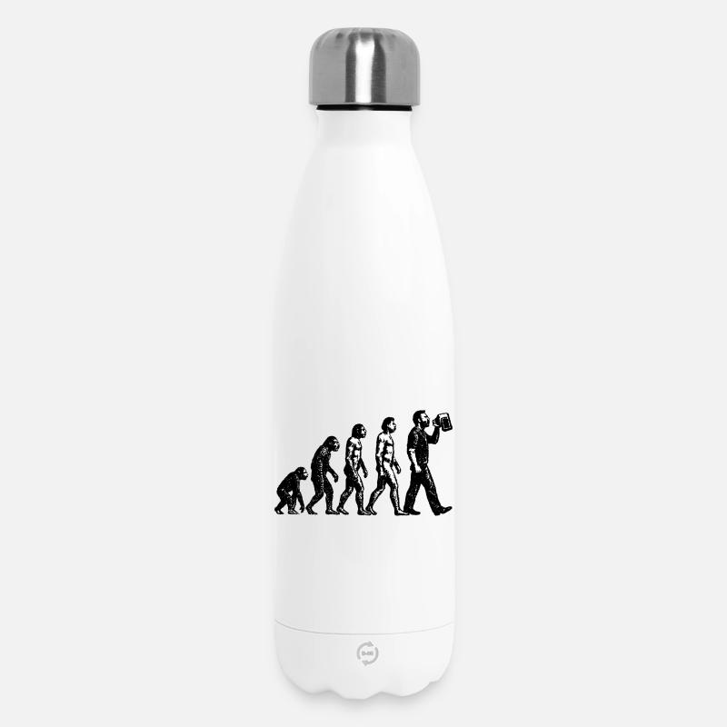 Evolution to Beer Drinker Grunge Design - Insulated Water Bottle 500 ml - white