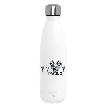 racing helmet pulse motorcycle heartbeat icon icon - Insulated Water Bottle 500 ml - white - Front