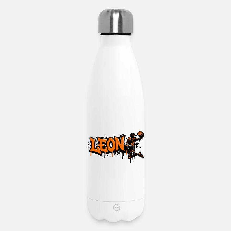 LEON Graffiti Basket-ball Dunk - Bouteille isotherme 500 ml - blanc