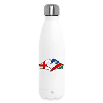 England Namibia Flag Hands Heart - Insulated Water Bottle 500 ml - white - Front
