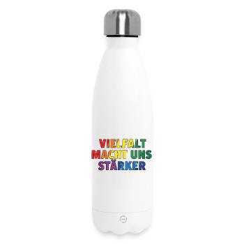 Diversity makes us stronger – Regenbogen Design - Insulated Water Bottle 500 ml - white - Front