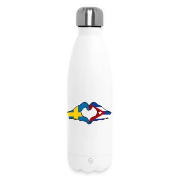 Drapeau Suède-Cuba Mains de cœur - Bouteille isotherme 500 ml - blanc - Devant