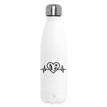 Surf Herz Welle Brett Sonne - Thermosflasche 500 ml - Weiß - Vorne