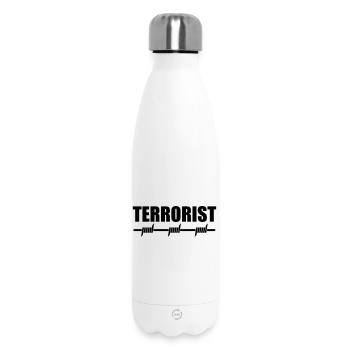 Terrorist | Terror | Stacheldraht - Insulated Water Bottle 500 ml - white - Front