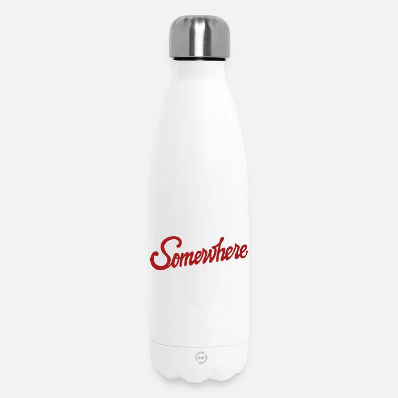 Quelque part Calligraphie Conception de Lettrage à la Main - Bouteille isotherme 500 ml - blanc