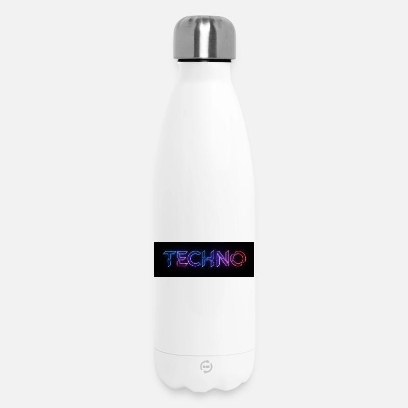 Techno Neon Glitch Text - Thermosflasche 500 ml - Weiß