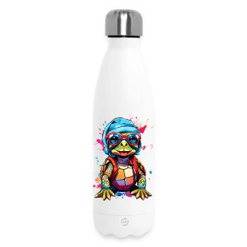 Tortue petite et colorée - Bouteille isotherme 500 ml - blanc - Devant