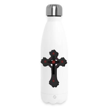 dunkles Gothic Kreuz, verschenken, coole Tees - Thermosflasche 500 ml - Weiß - Vorne