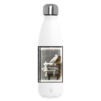 Birds on aged bench - Insulated Water Bottle 500 ml - white - Front