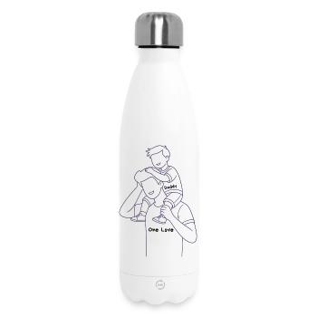 Father carrying child on shoulders - Insulated Water Bottle 500 ml - white - Front