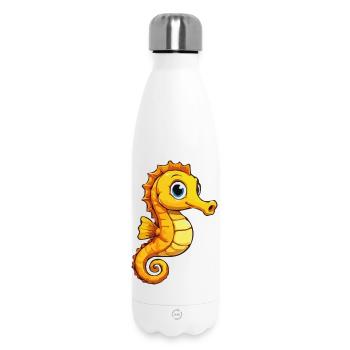 Cuddly Seahorse Cartoon - Insulated Water Bottle 500 ml - white - Front