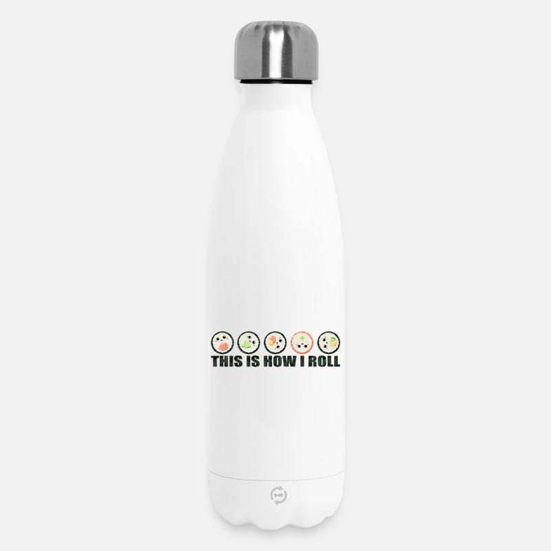 Sushi Spruch lustig - This is how I roll - Thermosflasche 500 ml - Weiß