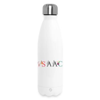 Art du nom ISAAC avec fleurs brodées - Bouteille isotherme 500 ml - blanc - Devant