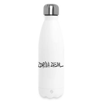 „Zdarova zaebal“ (здaрoвa заебал) ist eine Gruß - Thermosflasche 500 ml - Weiß - Vorne