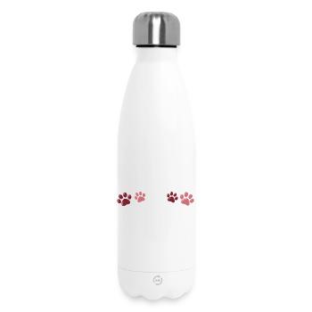Empreintes de patte rouge bicolores - Bouteille isotherme 500 ml - blanc - Devant