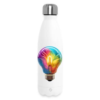 Farbenfrohe Glühbirne als Symbol für Kreativität - Thermosflasche 500 ml - Weiß - Vorne