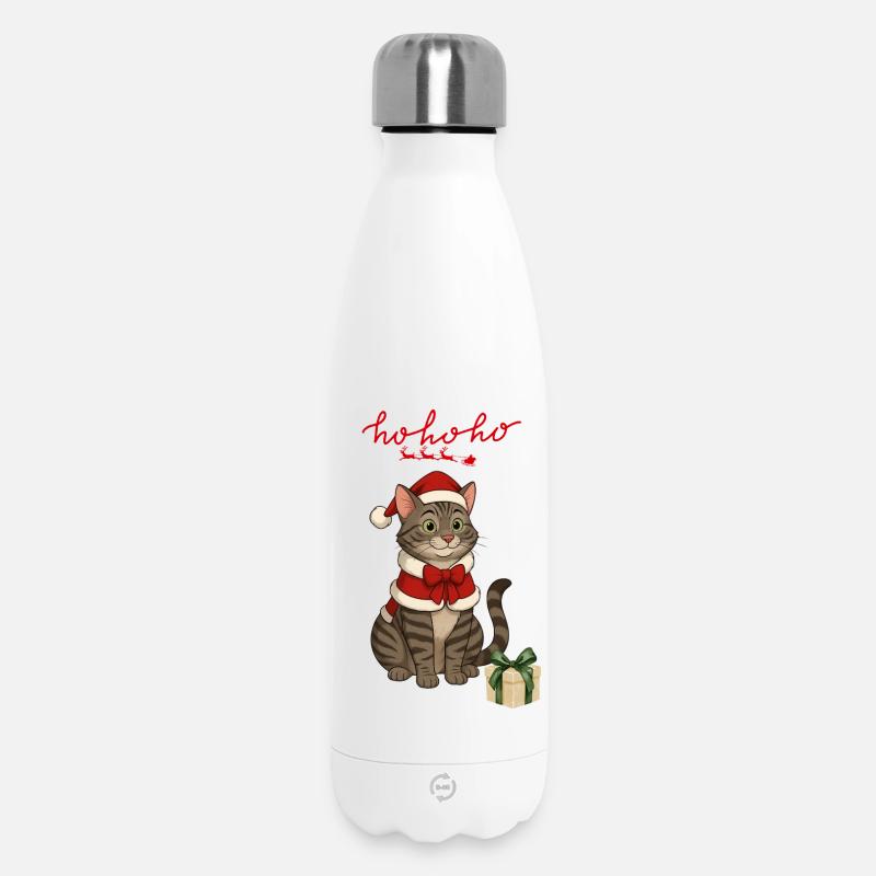 HoHoho, Grey Cat - Insulated Water Bottle 500 ml - white