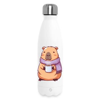 Gemütliche niedliche Kapybara – Kawaii-Tier - Thermosflasche 500 ml - Weiß - Vorne