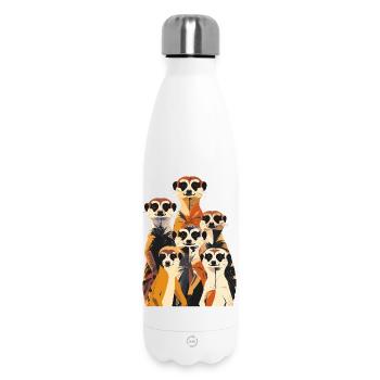Beaucoup de surikates se tiennent et se regardent en groupe - Bouteille isotherme 500 ml - blanc - Devant