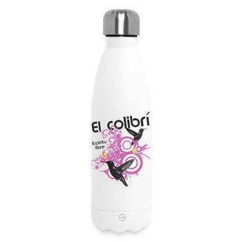 Hummingbirds and purple scrolls - Insulated Water Bottle 500 ml - white - Front