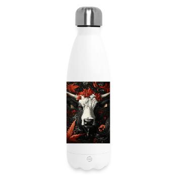 Stierkopf im Herbstlaub - Thermosflasche 500 ml - Weiß - Vorne