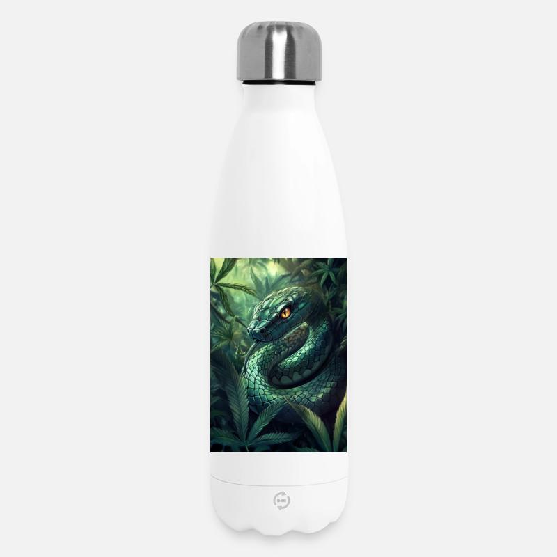 Serpent de la jungle vert - Bouteille isotherme 500 ml - blanc