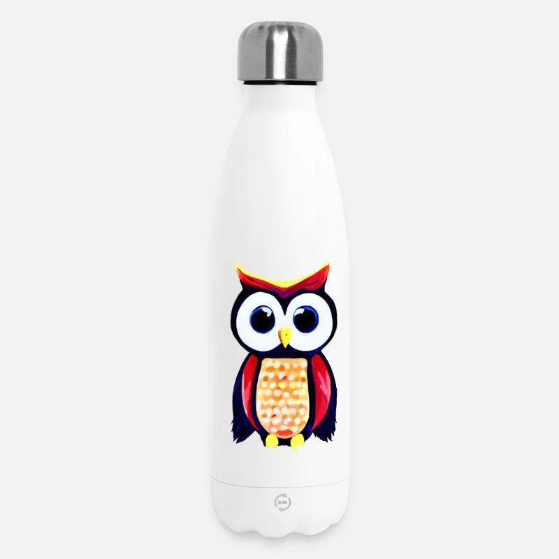 Eule mit großen neugierigen Augen - Thermosflasche 500 ml - Weiß