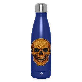 Glitzernder Goldschädel Schädel-Design - Thermosflasche 500 ml - Dunkelblau  - Vorne