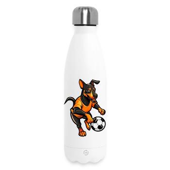Soccer dog in flame design - Insulated Water Bottle 500 ml - white - Front