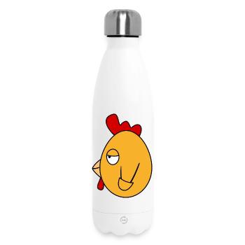 Fonzie Chicken – relaxed rockabilly rebel - Insulated Water Bottle 500 ml - white - Front