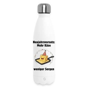 Fête fromage dans la poêle - plus de fromage, moins de soucis - Bouteille isotherme 500 ml - blanc - Devant