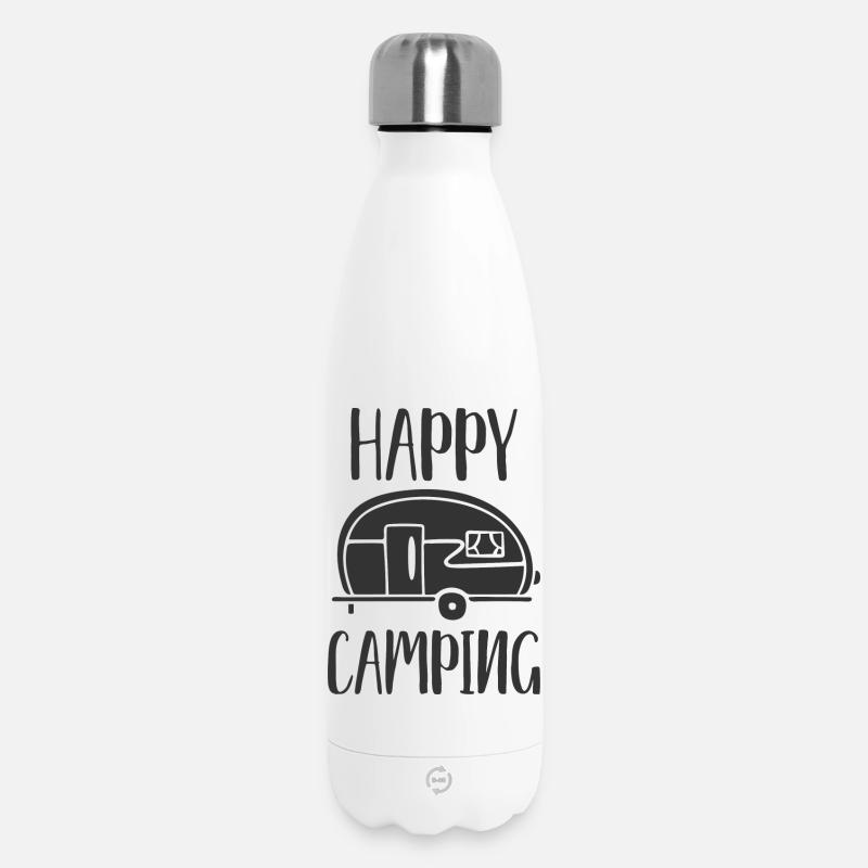 Van Camper Joy Illustration - Insulated Water Bottle 500 ml - white