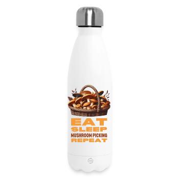 Eat, sleep, mushroom picking, repeat - Insulated Water Bottle 500 ml - white - Front