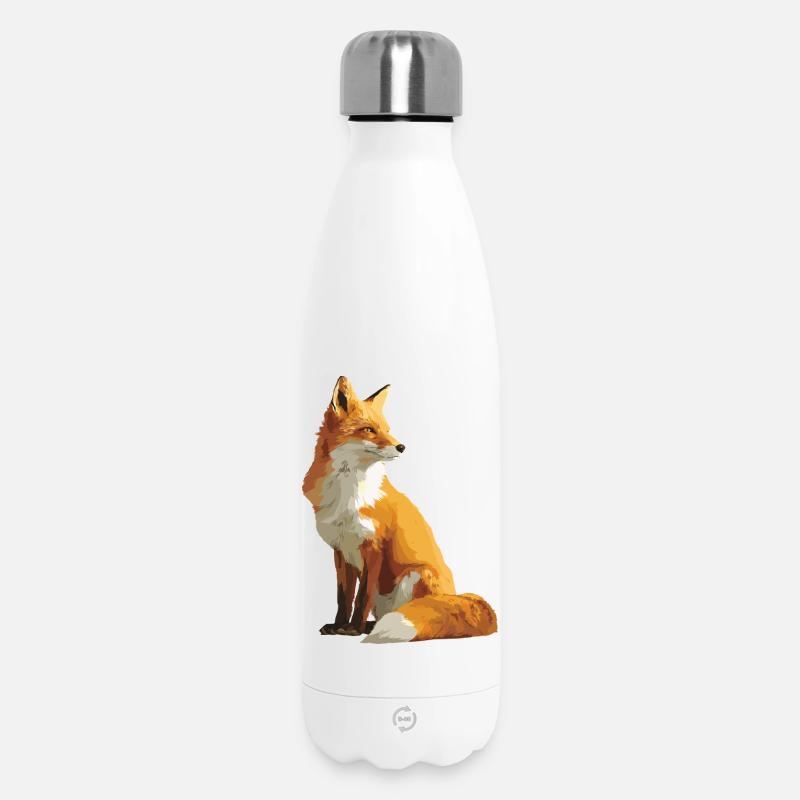 Faszinierende Silhouette eines stolzen Fuchses - Thermosflasche 500 ml - Weiß