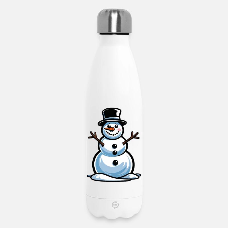 Winter magic, snowman in a top hat - Insulated Water Bottle 500 ml - white