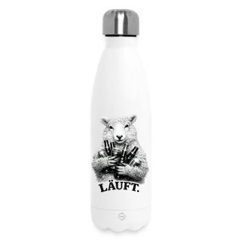 Schaf mit Bierflaschen – Läuft. - Thermosflasche 500 ml - Weiß - Vorne