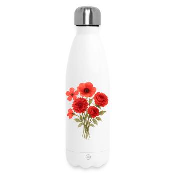 Roter Blütenstrauß Druck - Thermosflasche 500 ml - Weiß - Vorne