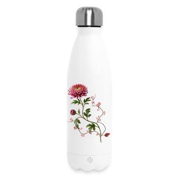 Chrysanthème avec baies dans le style zen - Bouteille isotherme 500 ml - blanc - Devant