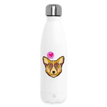 Geometric Dog with Heart - Insulated Water Bottle 500 ml - white - Front