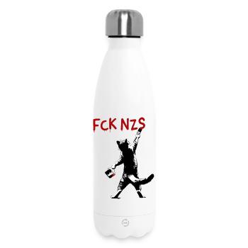FCK NZS Chat contre le racisme Style Street Art - Bouteille isotherme 500 ml - blanc - Devant