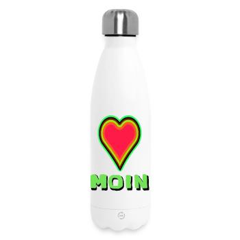 Herzdesign mit leuchtender Umrandung Moin aus Lieb - Thermosflasche 500 ml - Weiß - Vorne