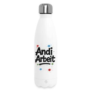 Andi-Arbeit-Andreas-Andrea-Andy-Spruch-Nom-lus - Bouteille isotherme 500 ml - blanc - Devant