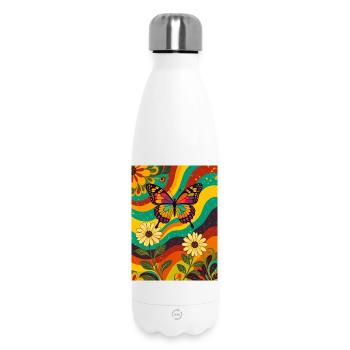 Psychedelic Butterfly Garden aux couleurs groovy - Bouteille isotherme 500 ml - blanc - Devant