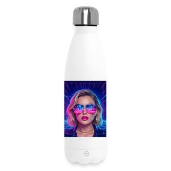 Retro Future Girl – Neon Eighties Portrait - Insulated Water Bottle 500 ml - white - Front